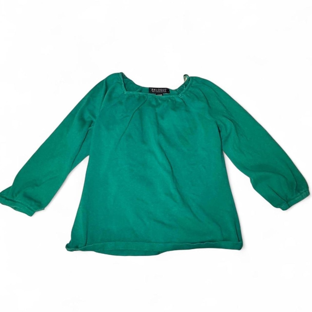 Dialogue‎ Blouse Emerald Green Medium Minimalist Work Office Top
